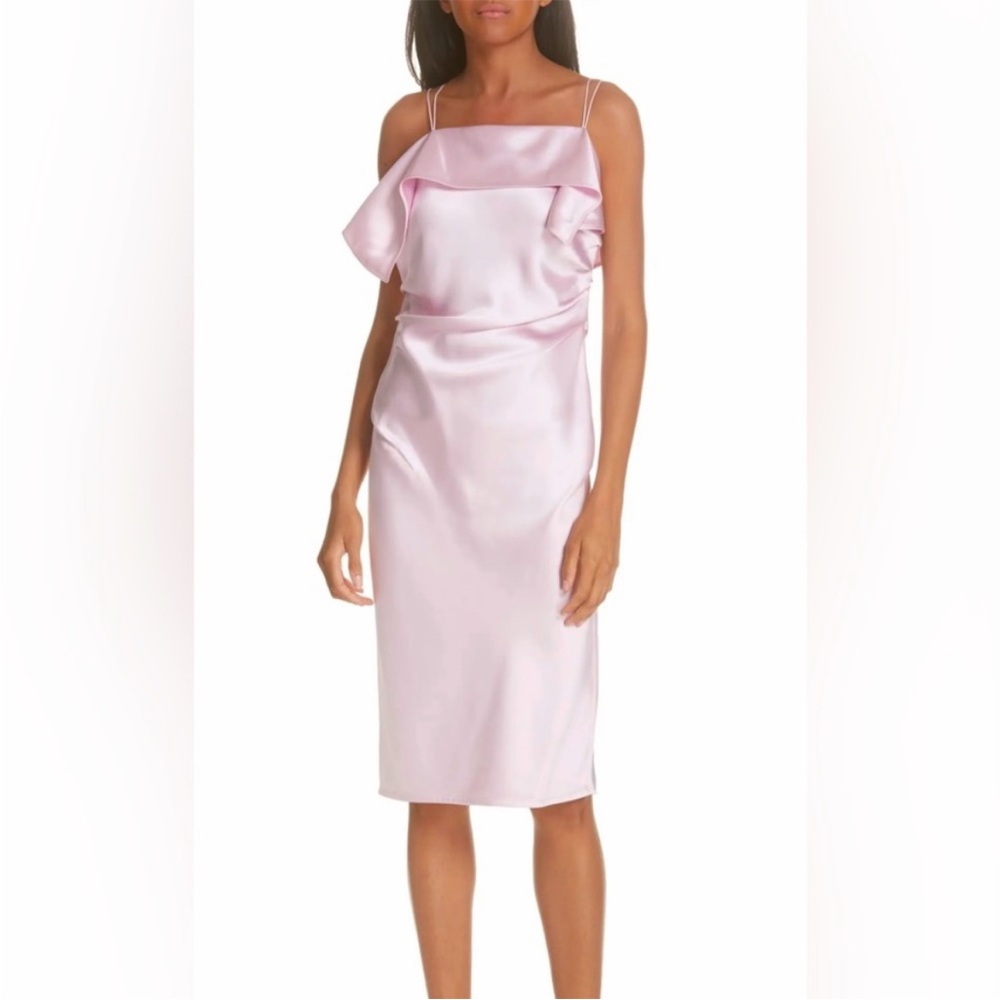 Helmut Lang Pink Drape Satin Mini Dress